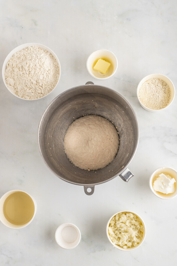 Proving yeast in a mixing bowl.