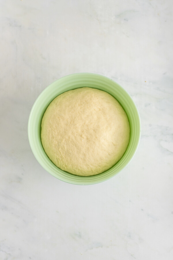 Risen dough in a bowl.