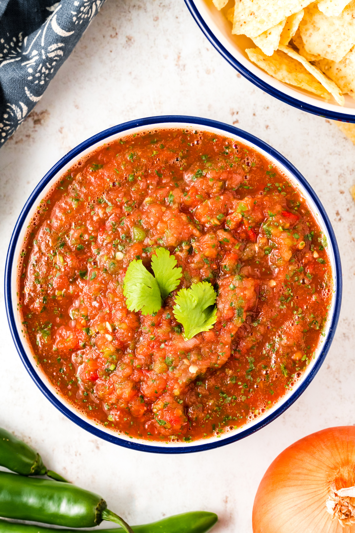 Restaurant-style salsa with fresh cilantro on top. 