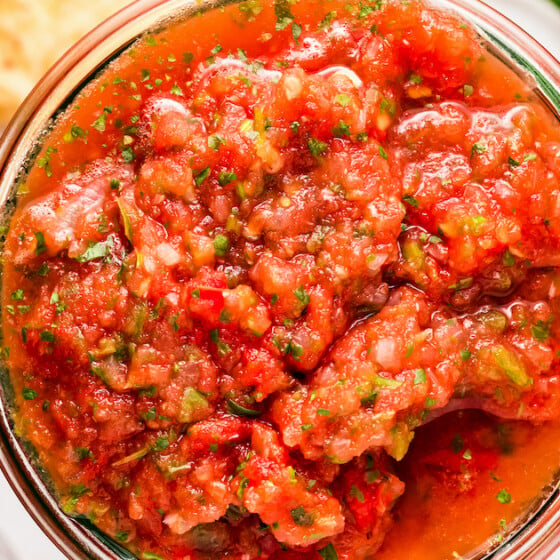 Landscape photo of restaurant-style salsa.