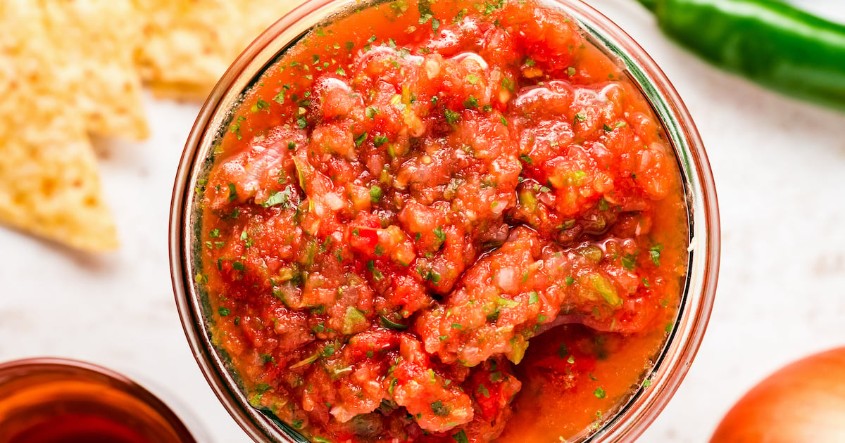 Landscape photo of restaurant-style salsa.