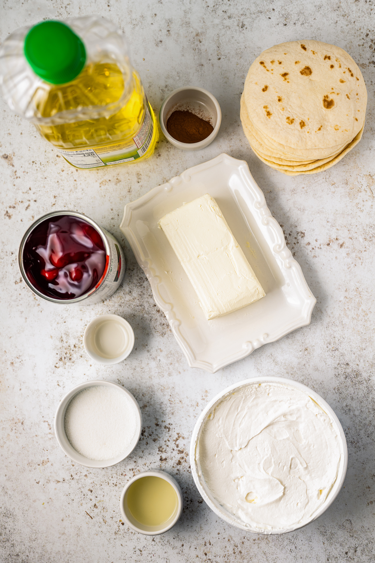 Ingredients for cheesecake tacos.