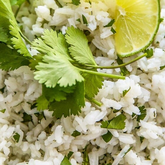 Landscape photo of cilantro lime rice.