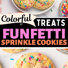 Funfetti sprinkle sugar cookies with sprinkles in a bowl.