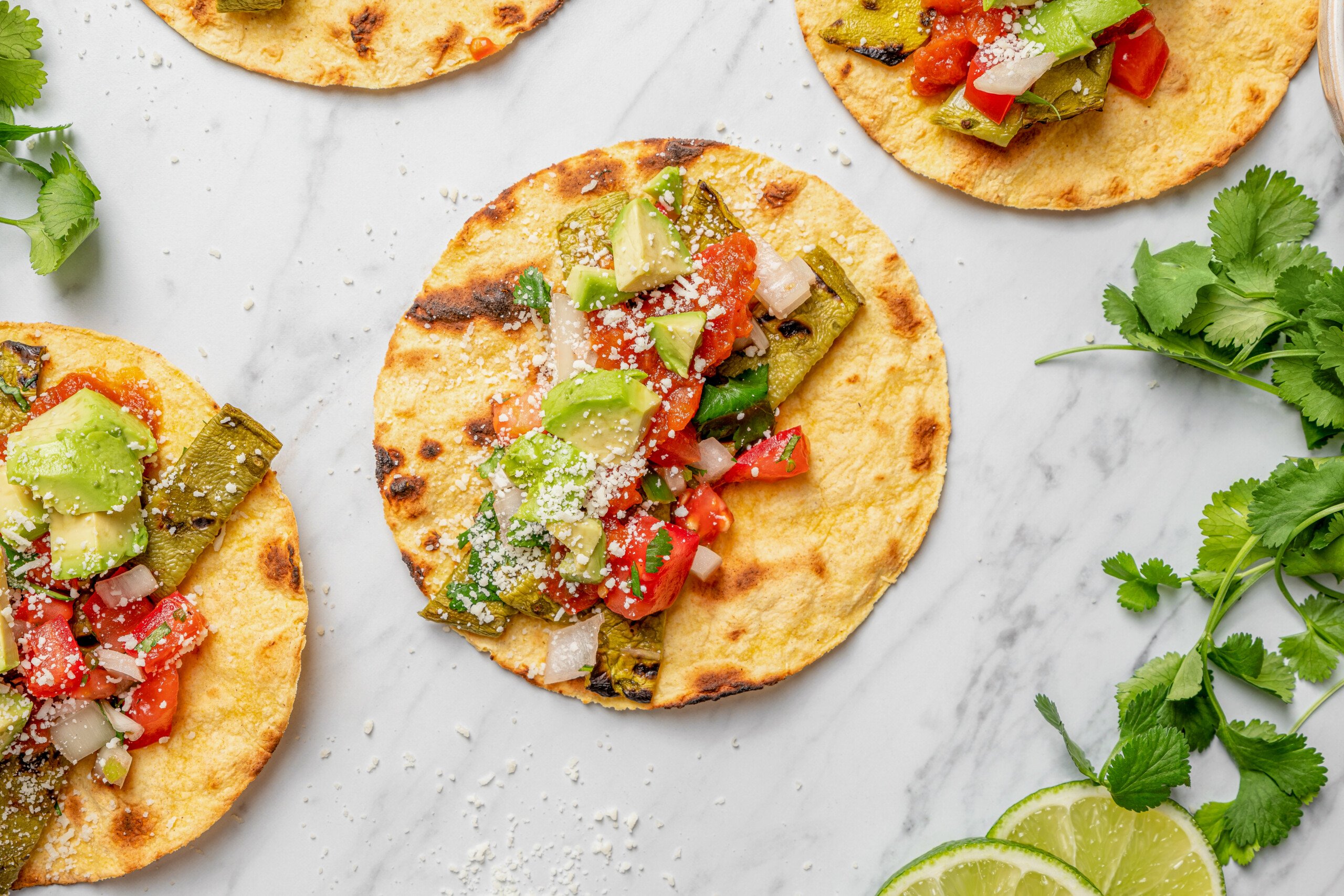 Landscape photo of nopales tacos.