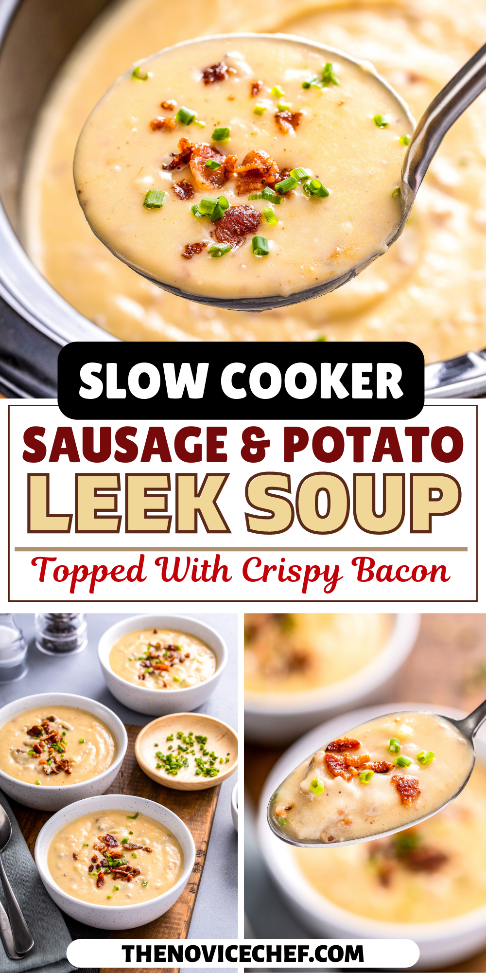 Crock Pot Potato Leek Soup with Sausage | The Novice Chef