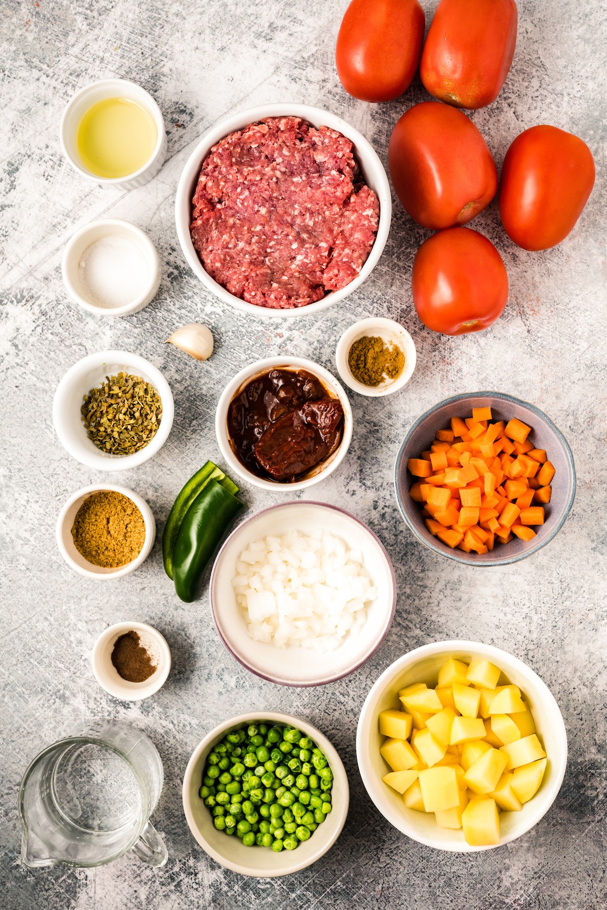 Ingredients for picadillo. 