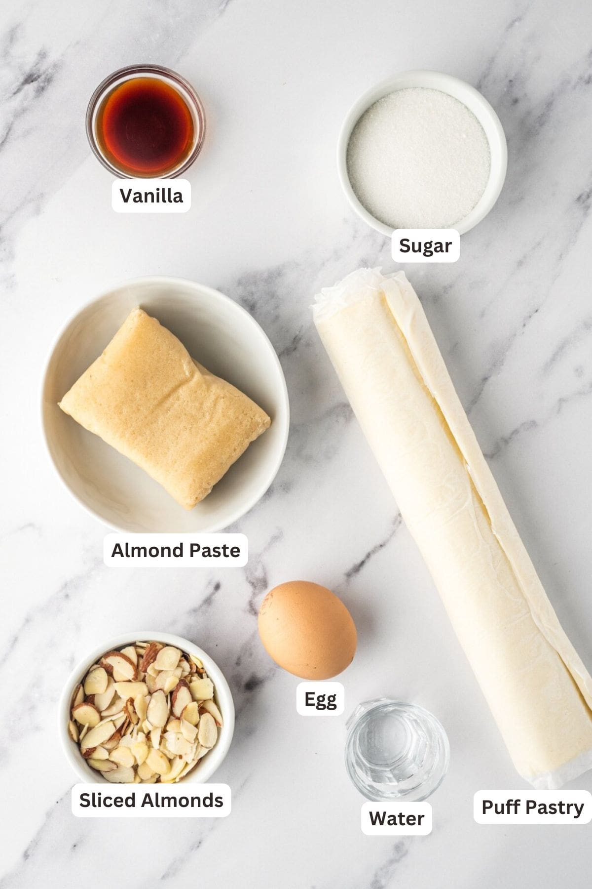 Ingredients for Sweet Almond Pastry.