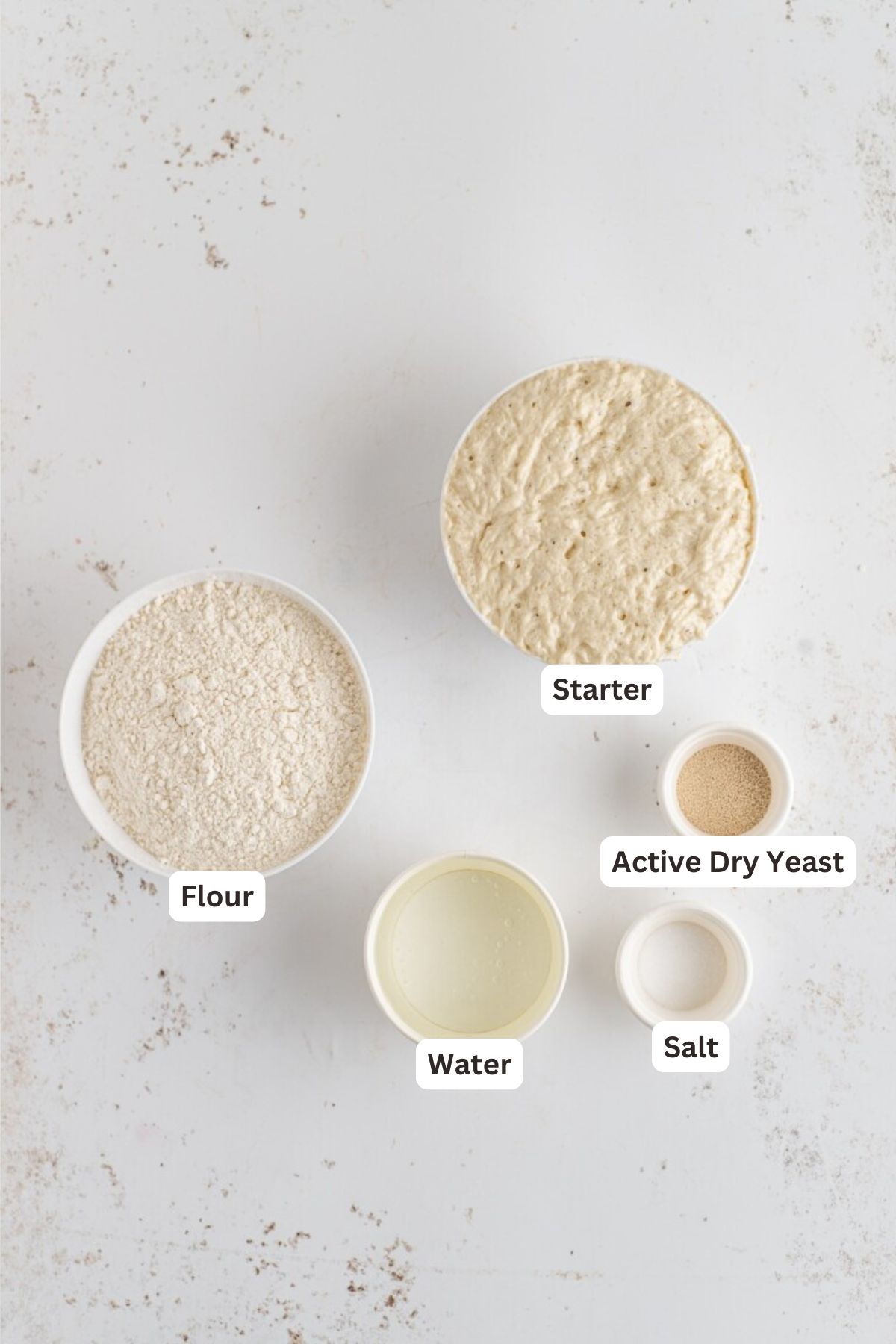 Ingredients for Ciabatta Bread.