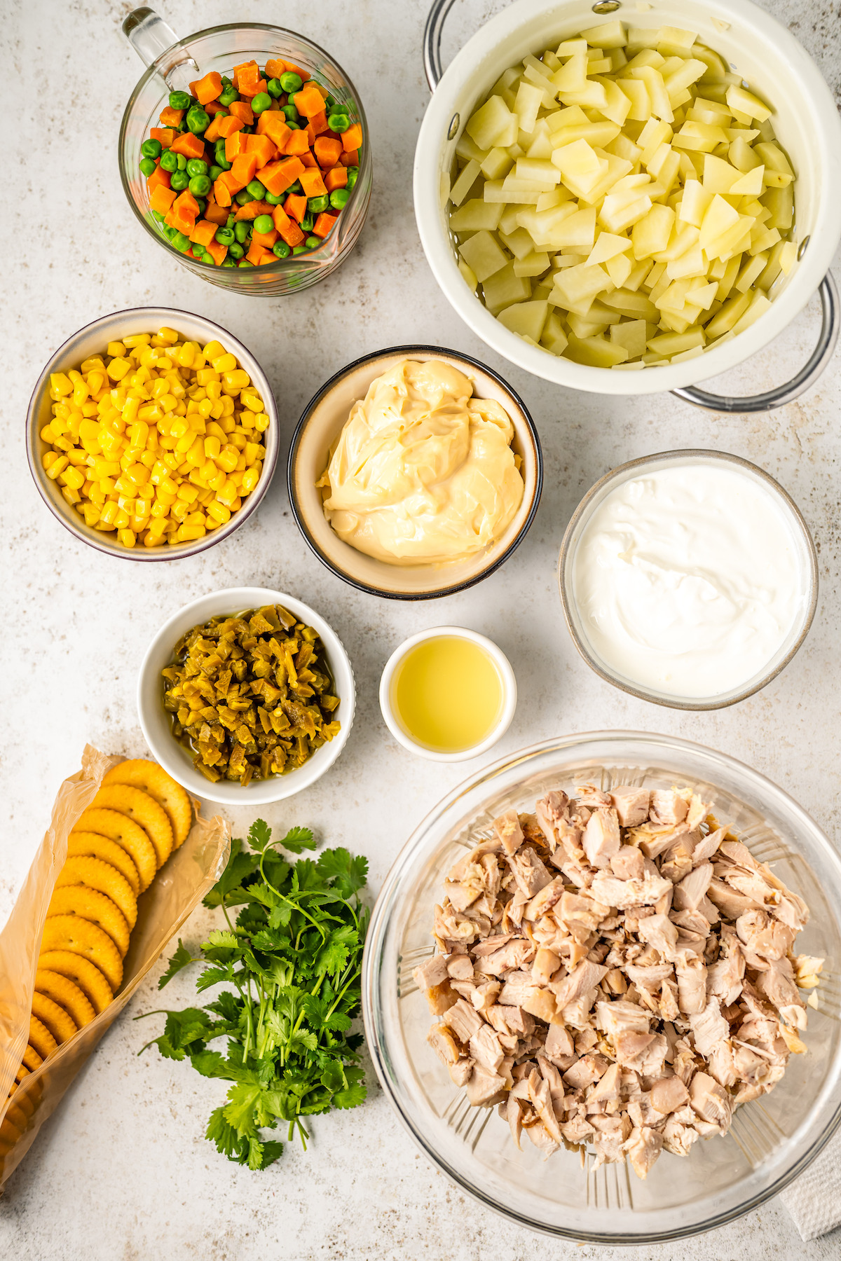 Ingredients for chicken salad.