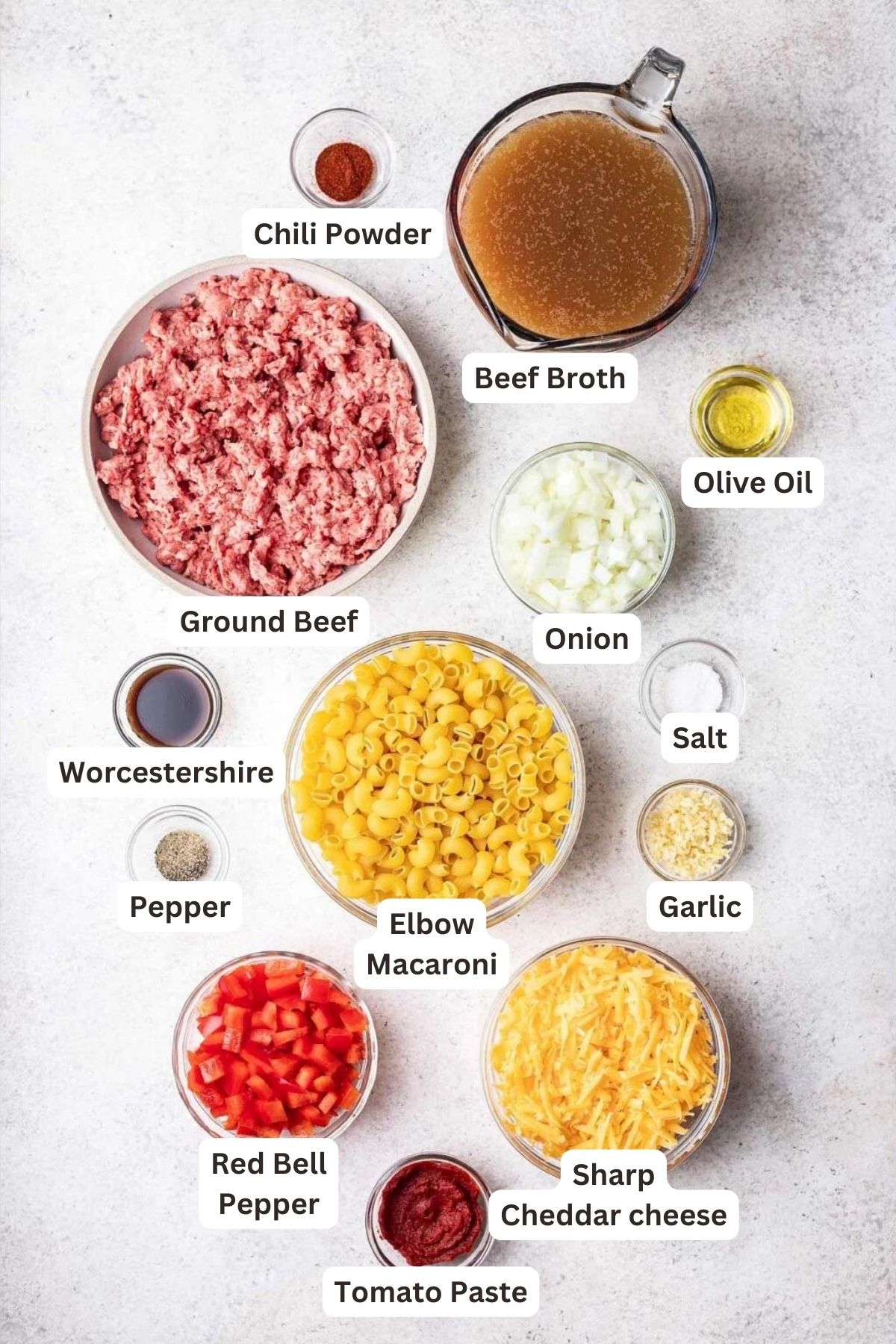 Ingredients for Instant Pot Hamburger Helper.