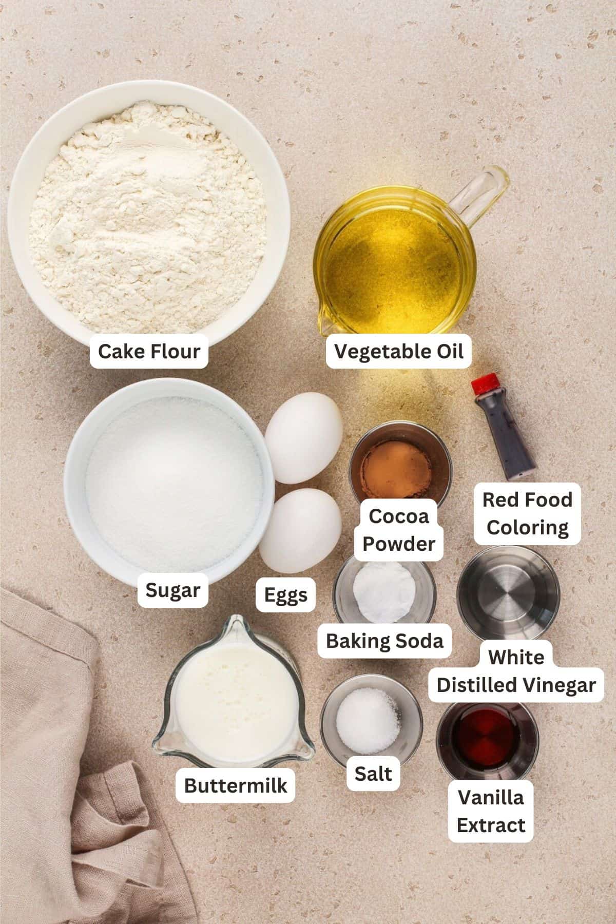 Ingredients for Red Velvet Dream Cake.