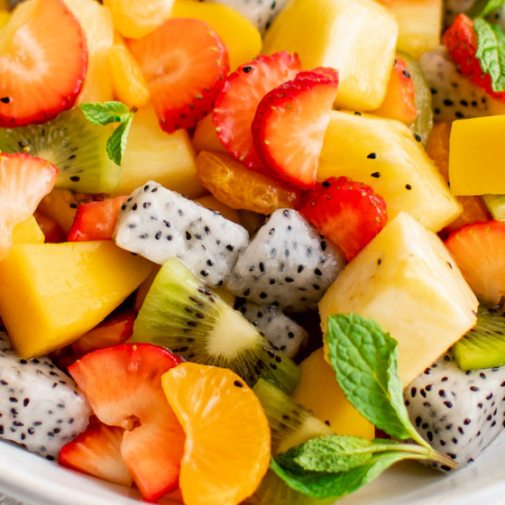Fruit salad in a bowl.