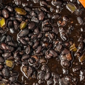 Black beans in a pot.