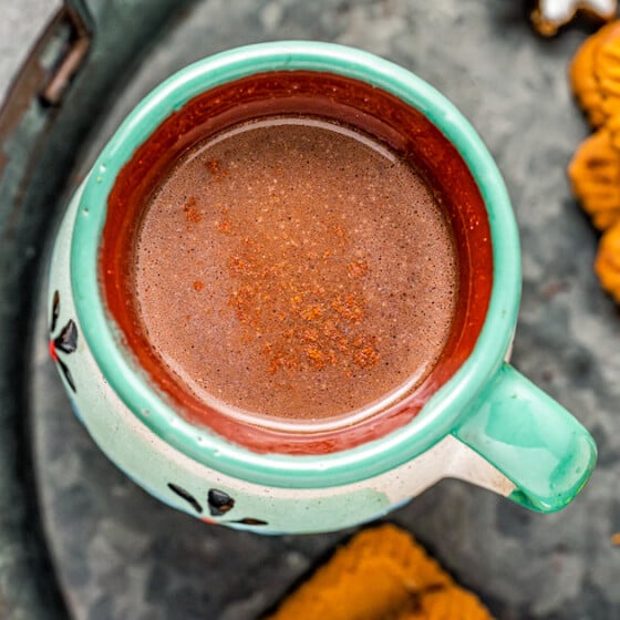 Landscape photo of Mexican hot chocolate.