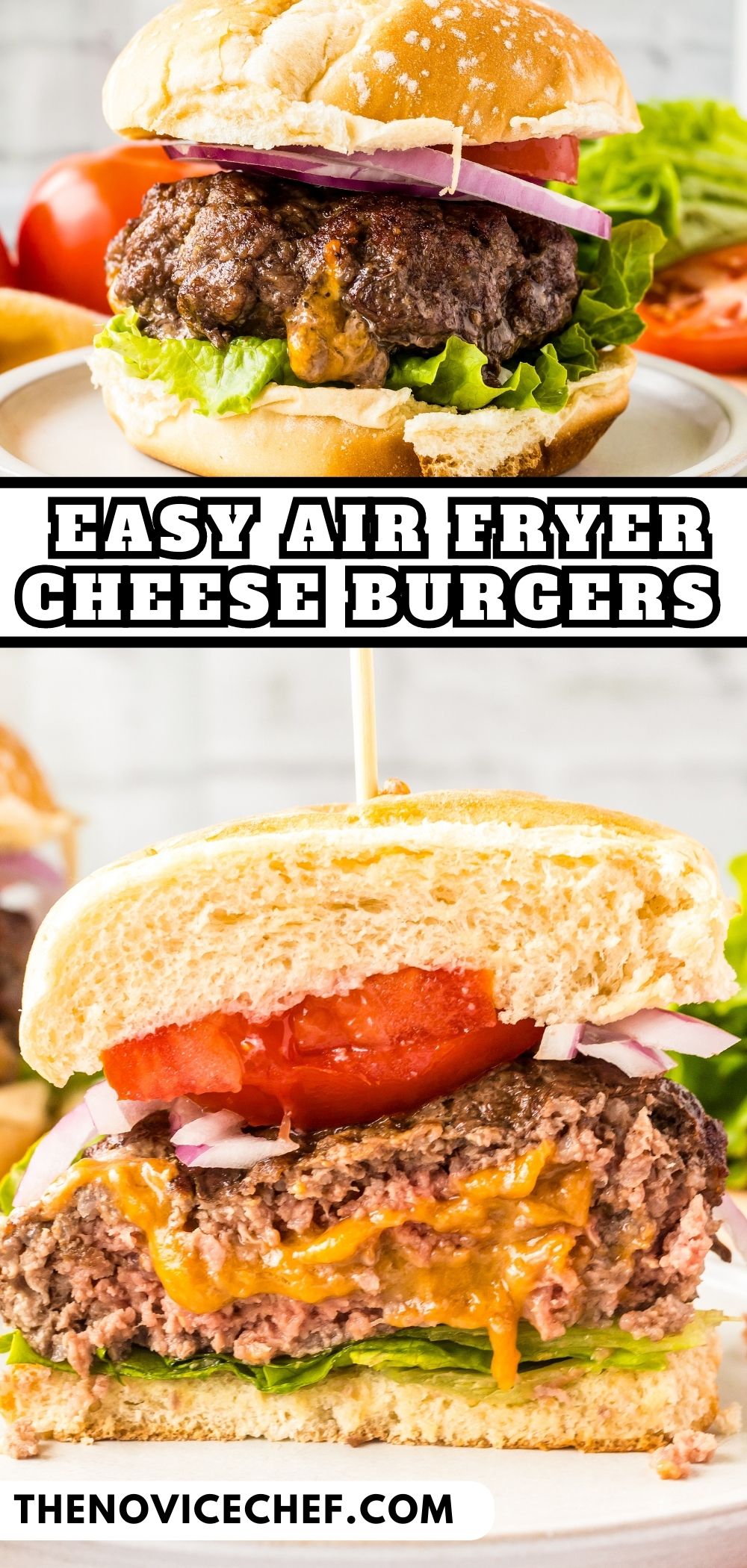 Cheese-Stuffed Air Fryer Burgers | The Novice Chef