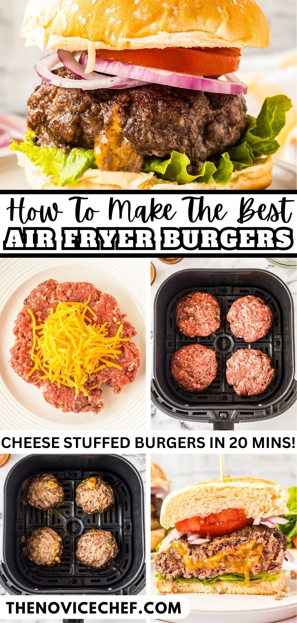 CheeseStuffed Air Fryer Burgers The Novice Chef