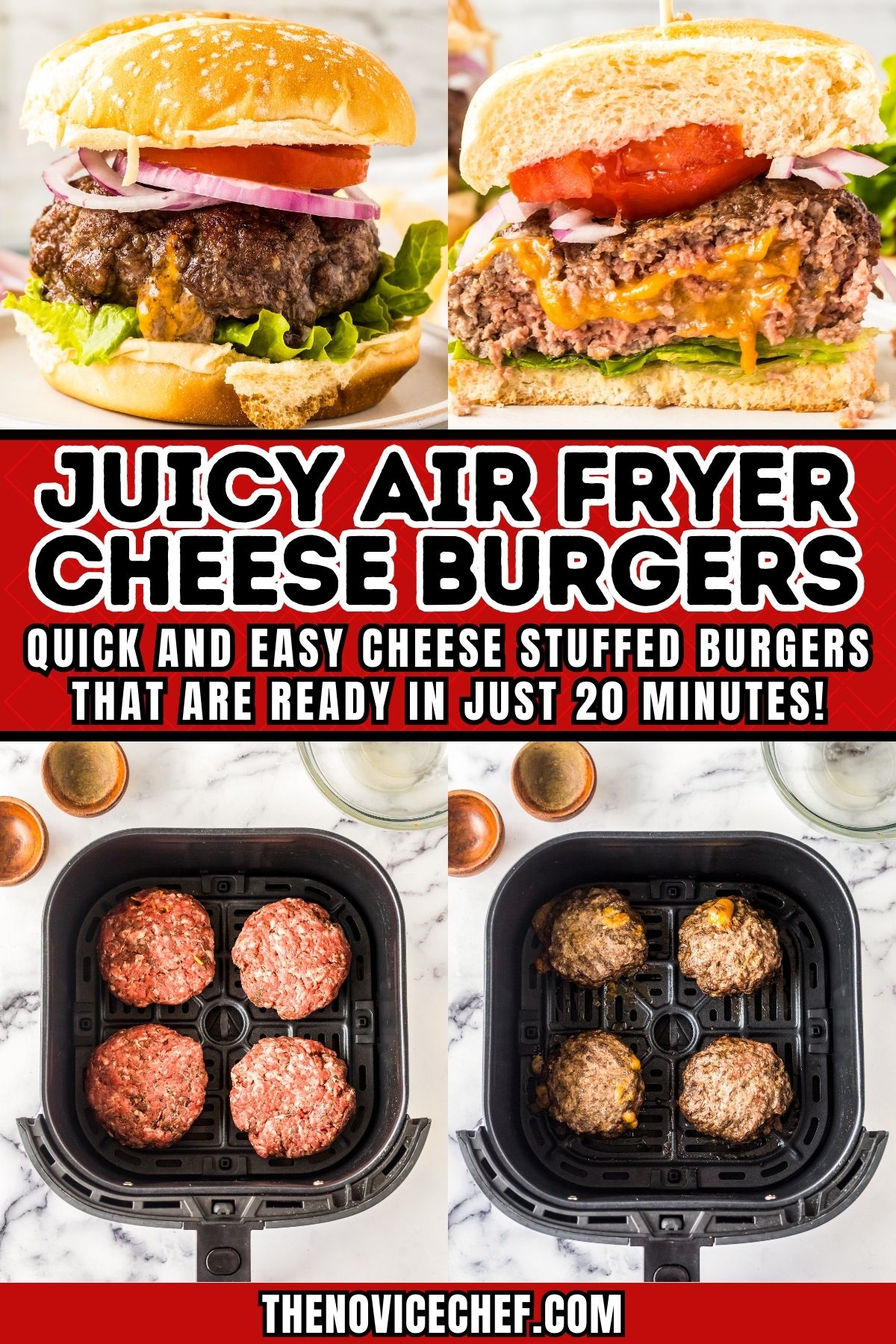 CheeseStuffed Air Fryer Burgers The Novice Chef