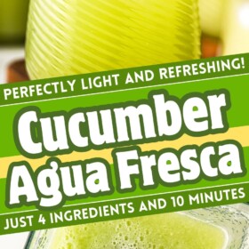 Cucumber Agua Fresca in a glass and in a blender.