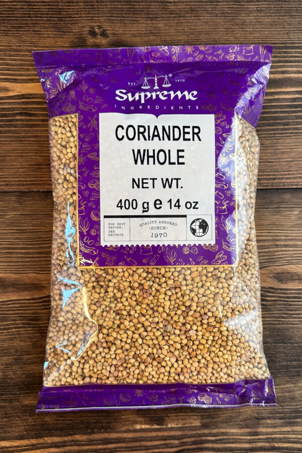A bag of whole coriander.
