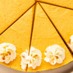 Landscape shot of homemade no bake pumpkin cheesecake.
