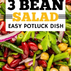 Three bean salad with fresh parsley on top.