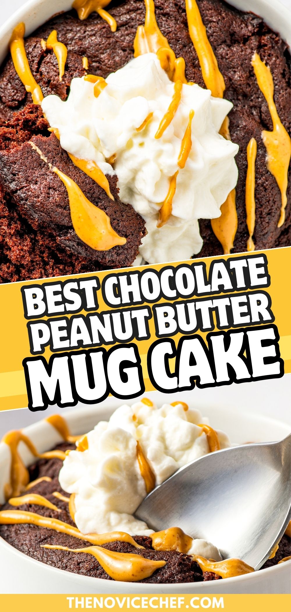 Chocolate Peanut Butter Mug Cake l The Novice Chef