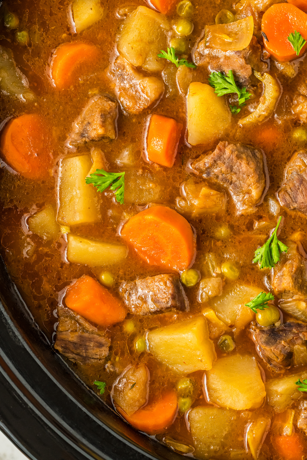 Close-up of homemade beef stew.