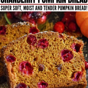 Cranberry Pumpkin Bread with powdered sugar sprinkled on top.