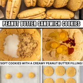 Peanut Butter Sandwich Cookies sandwiched together with a creamy peanut butter filling.