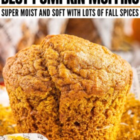 A large pumpkin muffin with the liner removed.