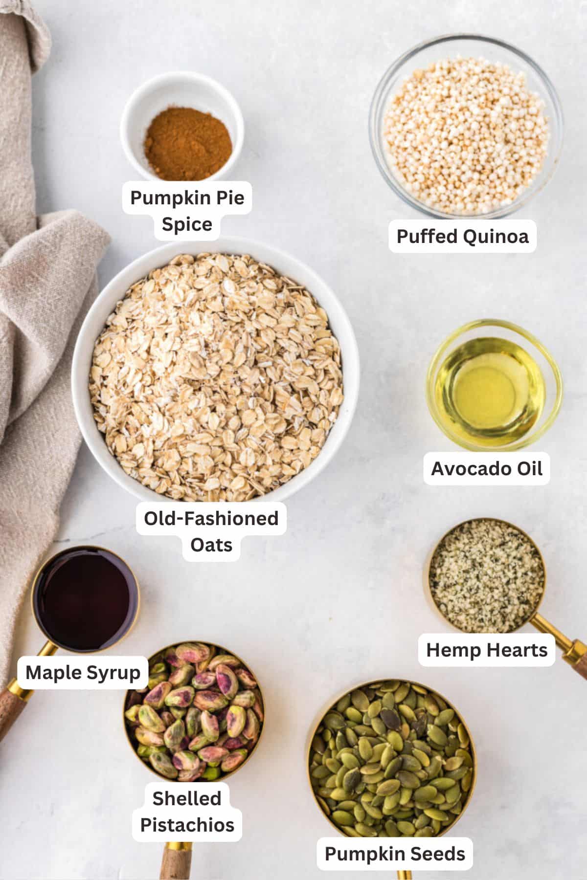 Ingredients for Pumpkin Spice Granola.