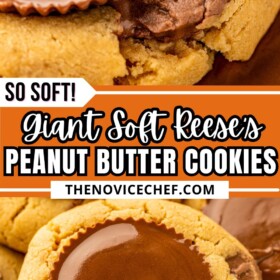 Reese's peanut butter cookies with a full size peanut butter cup on top.