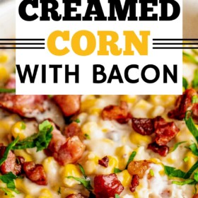 Creamed corn with crispy bacon on top.