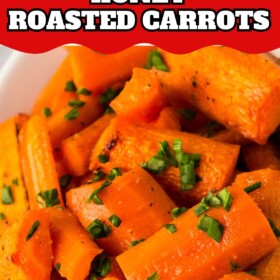 Roasted carrots with honey topped with fresh parsley.