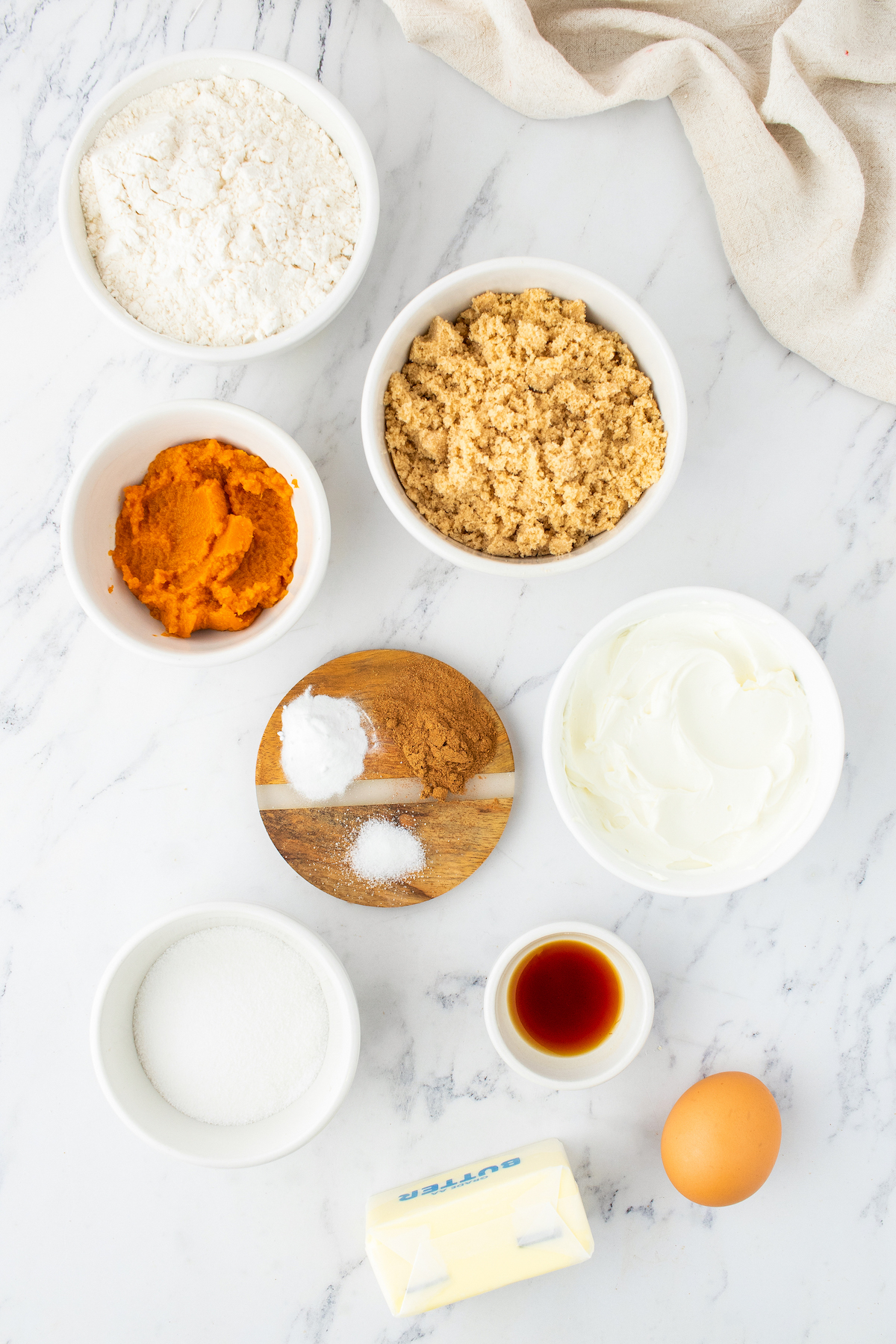 Ingredients for pumpkin cheesecake cookies. 