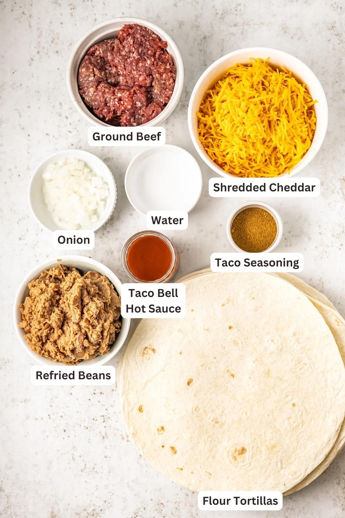 Ingredients for Taco Bell Enchirito Recipe.