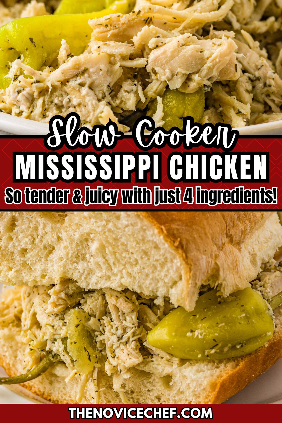 Crockpot Mississippi Chicken | The Novice Chef
