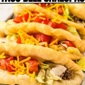 Copycat Taco Bell chalupas with homemade fried puffy shells filled with seasoned ground beef, tomatoes, lettuce and shredded cheese.