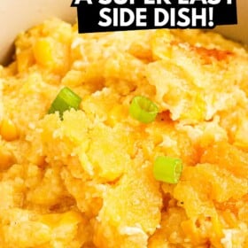 A bowl of slow cooker corn casserole.