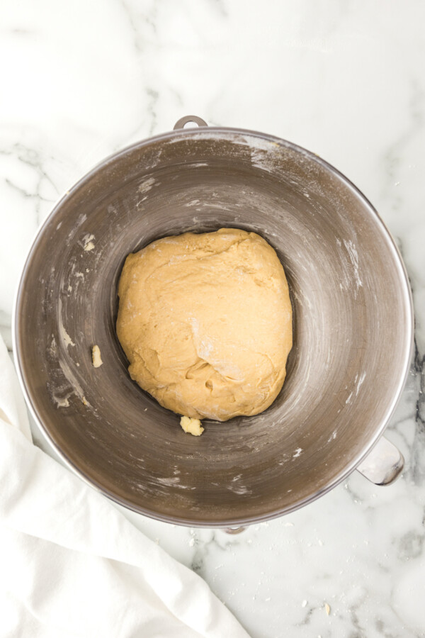 Yeast dough in a bowl.
