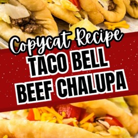 Taco Bell chalupas stacked against each other on a serving tray.