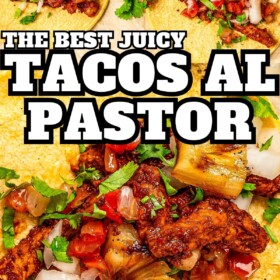 Juicy Tacos al Pastor with pineapple served in corn tortillas.