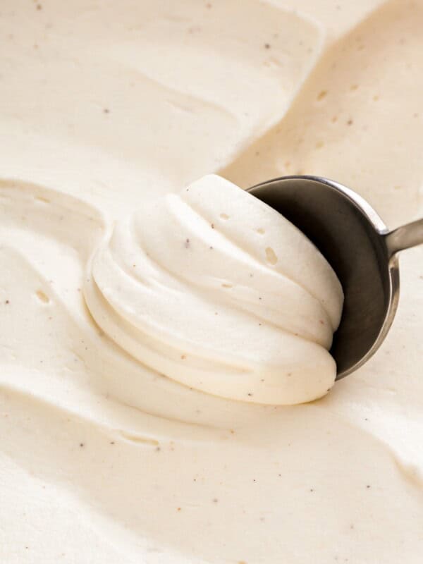 A scoop of cream cheese whipped frosting.