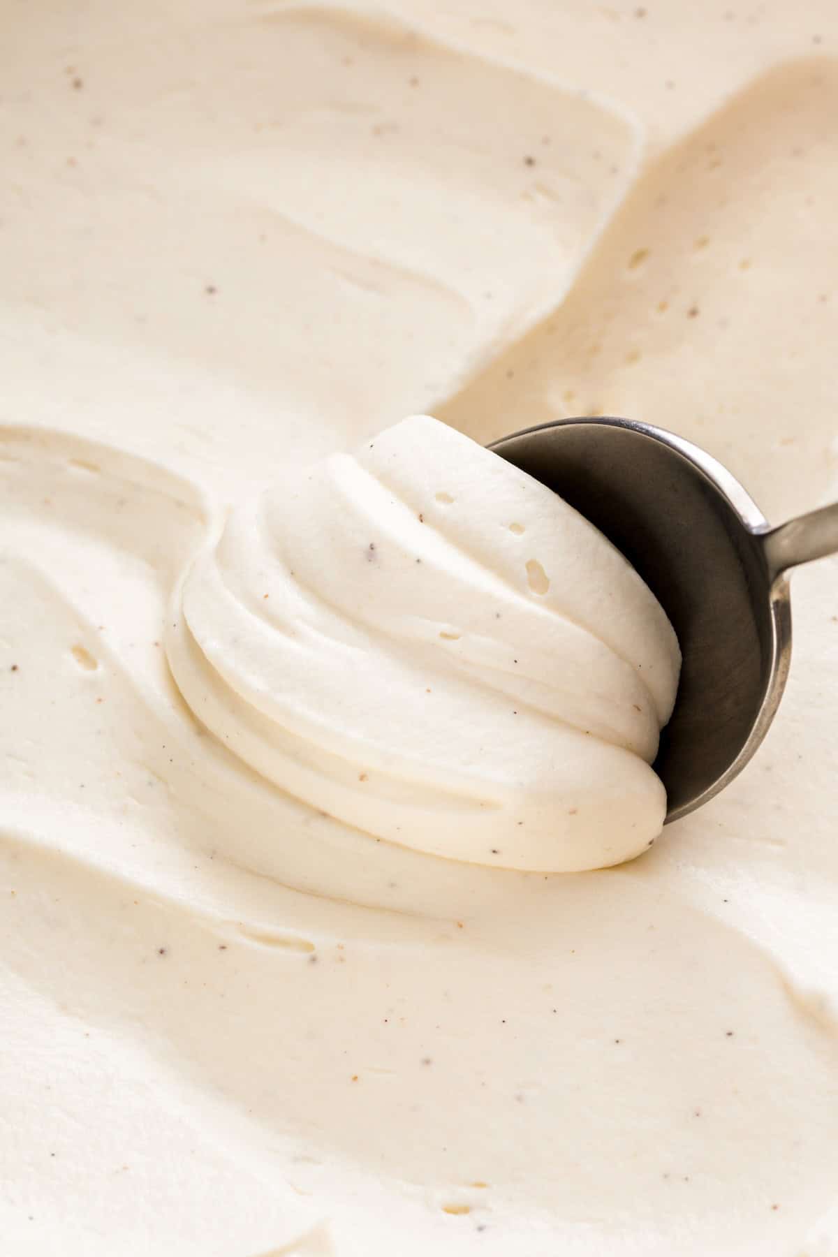 A scoop of cream cheese whipped frosting.