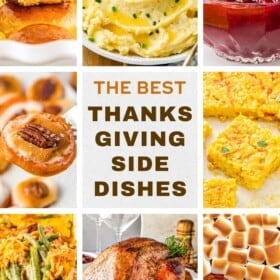 Eight of the most popular Thanksgiving side dishes presented in a collage.