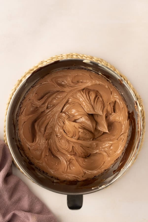 Fluffy chocolate filling hipped into stiff peaks.