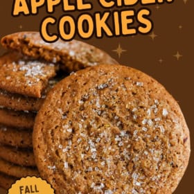 A stack of apple cider cookies with sugar crystals on top.